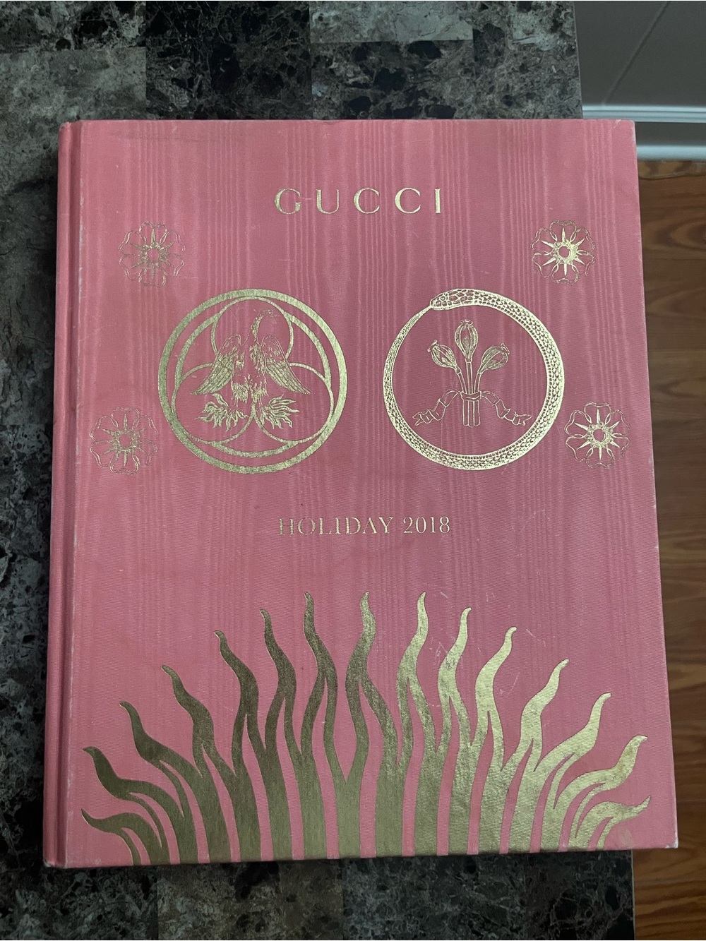 Gucci Hardback Pink Coffee Table 2018 Holiday Coll Book with Gold Foil Accents